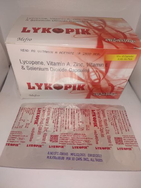 LYKOPINK ( Lycopene 2000 mcg. + Vitamin A 2500 I.U. + Zinc 70 mg.  + Selenium 70 mcg. )