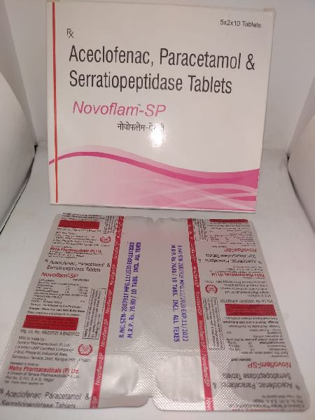 Novoflam - SP   (  Aceclofenac 100 mg. + Paracetamol 325 mg. + Serratiopeptidase 15 mg )
