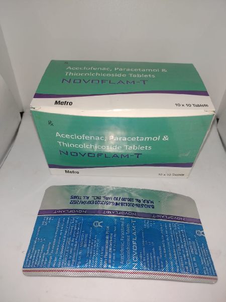 Novoflam - T  ( Aceclofenac 100 mg. + Paracetamol 325 mg. + Serratiopeptidase 15 mg )