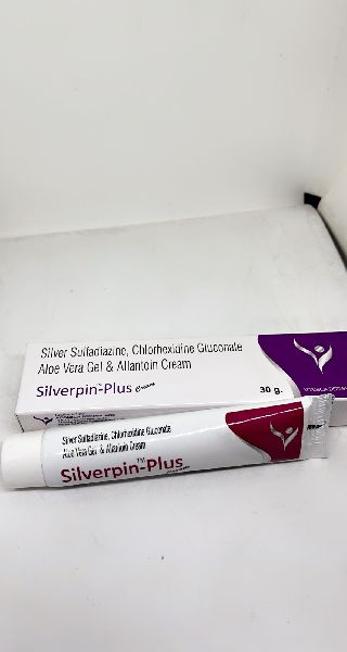 Silverpin - Plus Cream ( Silver Sulfadiazine Chlorhexidine  Gluconate Aloe vera Gel & Allantion Crea