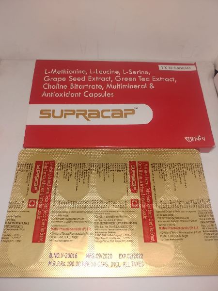 Supracap ( L-Methionine, L-Leucine, L-Serine, Grape Seed Extract,Green Tea Extract,Choline Bitartra