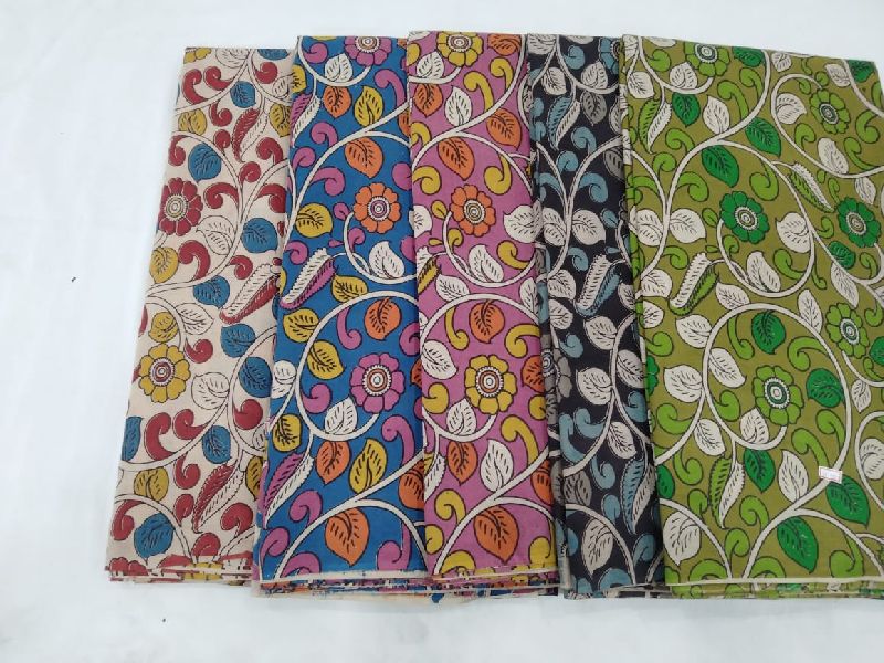 Kalamkari  printed fabric with different colours