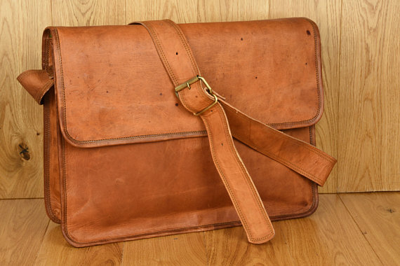 Handmade Leather Crossbody Laptop Bag