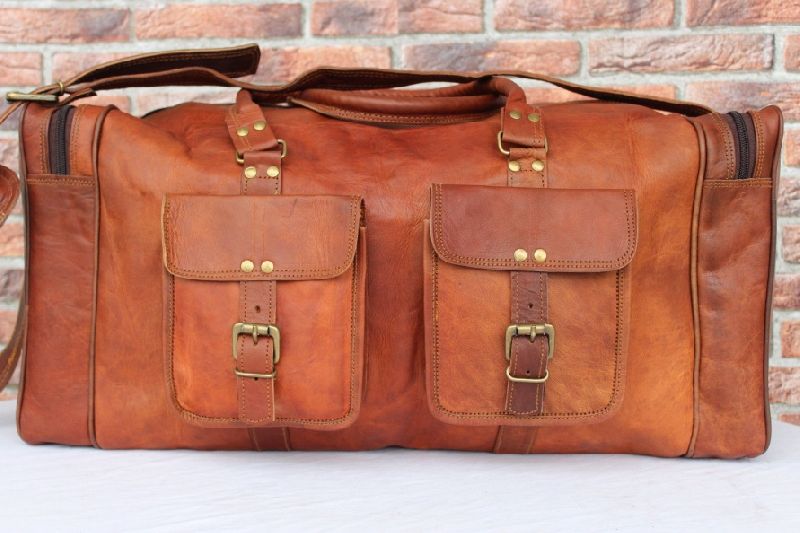 Handmade Leather Rectanglular Duffle Bag