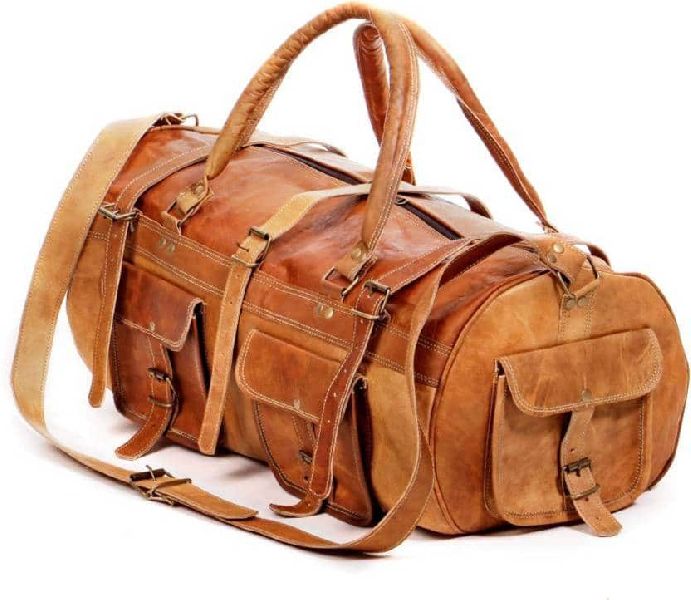 Handmade Leather Solid Duffle Bag