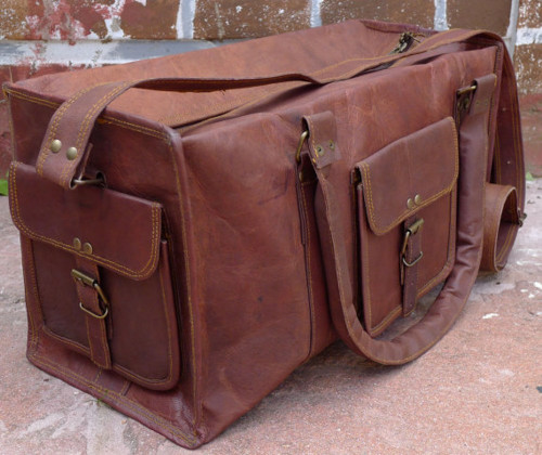 Handmade Leather Square Duffle Bag, Size : Standard