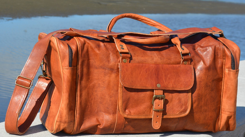 Handmade Leather Travel Duffle Bag