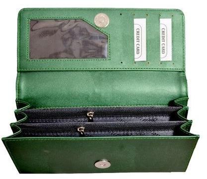 Plain Ladies Green Leather Wallet, Style : Fashionable