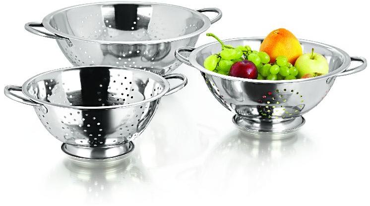 Polished Stainless Steel Fruit Colander, Feature : Fast Cooking, Light Weight