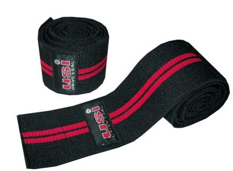 Black Elastic Red Line Knee Wraps