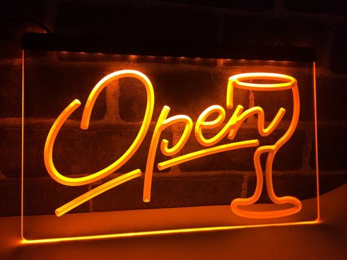 Yellow Open Neon Sign Board