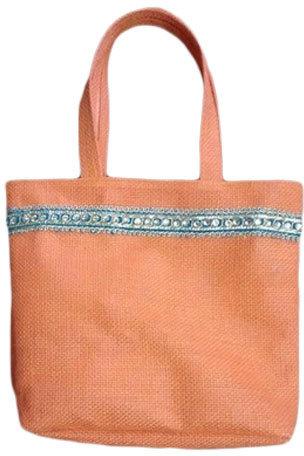 Printed Fancy Jute Shopping Bag, Handle Type : Loop Handle