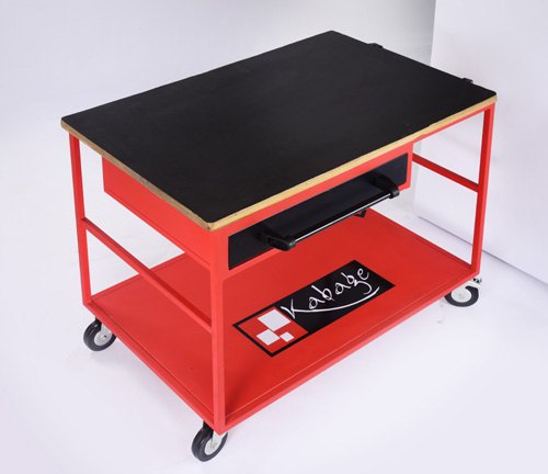 Stainless Steel Workbench, Color : Red