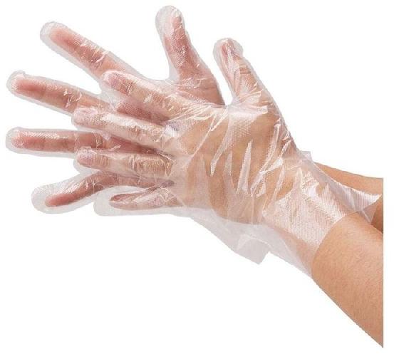 Plain Plastic Poly Hand Gloves , Size : Large, Medium