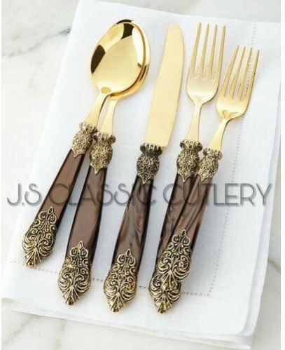 Polished Brass Gold Plated Cutlery Set