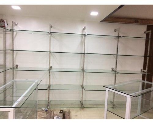Toughened Glass Shelf, Size : 6 feet(H)