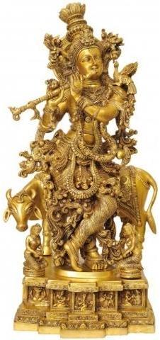 Brass Lord Krishna Statue, for Religious Decoration
