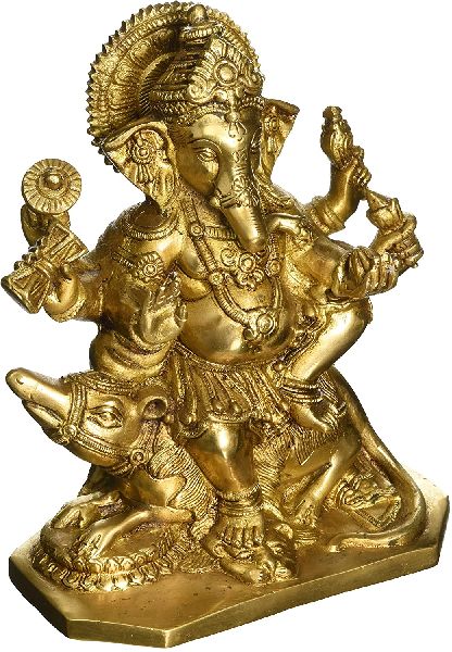 Ganesh On Rat Brass Statue, Feature : Good Quality