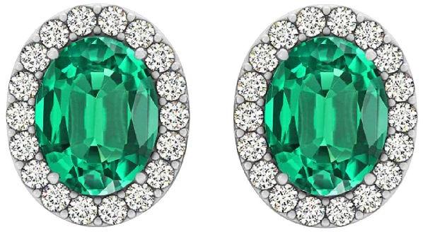 GIA Certified emerald and diamond earrings, Occasion : Party Wear