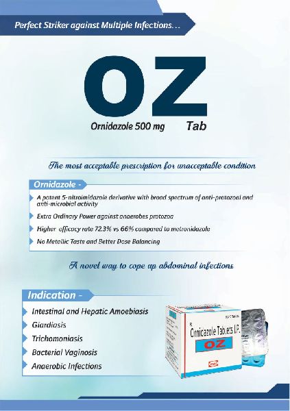 Ornidazole Tablet/ Injection, Grade : Medicine Grade