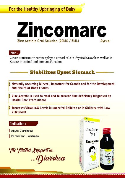 Zincomarc Zinc acetate syrup, Packaging Size : 100ml