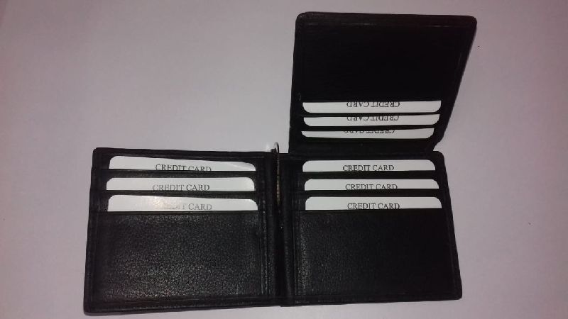 Mens Leather Money Clip Wallet, Pattern : Plain