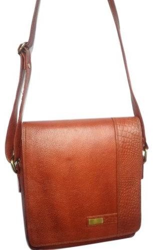 Leather Plain Mens Sling Bags, Color : Brown