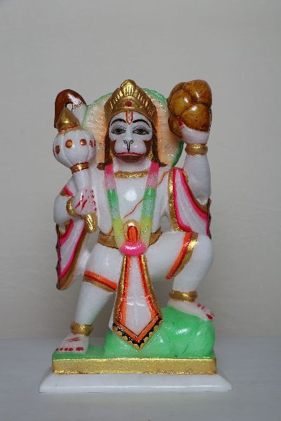 White Marble Bajrangbali Statue, Color : Multicolor