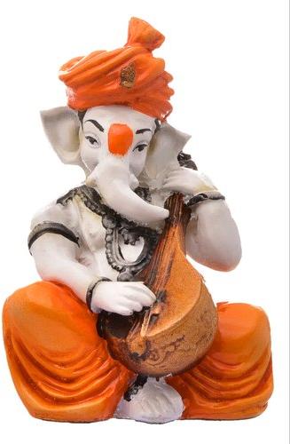 Lord Ganesha Playing Veena Statue, for Home Decoration, Color : Multicolored