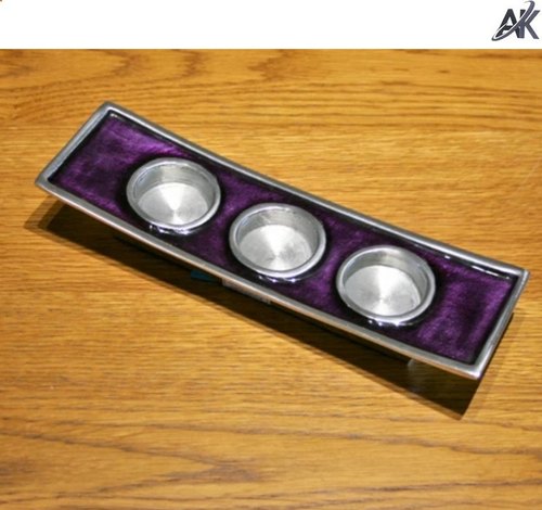 Aluminum Three Bowls Serving Tray, Size : 12 INCHES