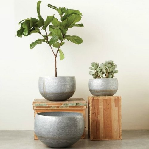 Galvanized Round Planter