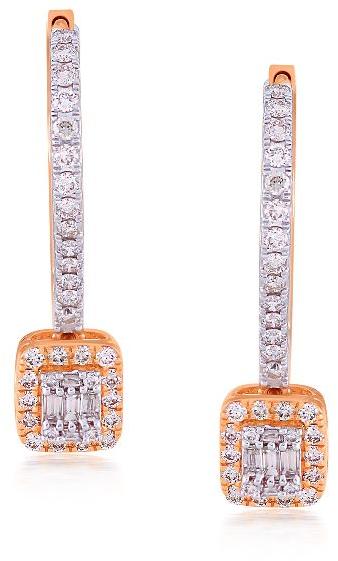 Polished Hoop Diamond Earrings, Certification : IGI Certified