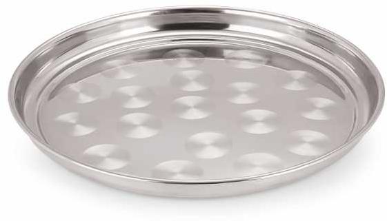 Marvel Polished Stainless Steel Round Tray, Color : Silver