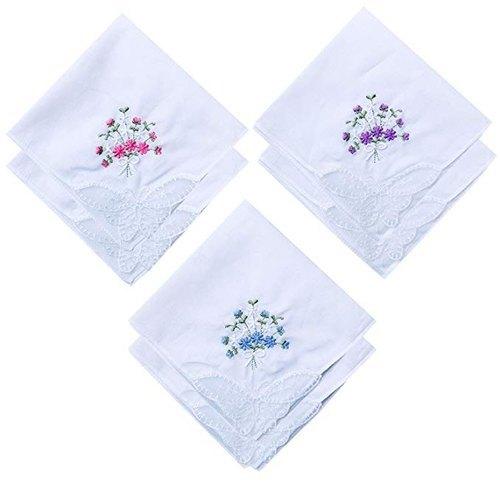 Cotton Embroidered Handkerchiefs, Size : 10x10Inch