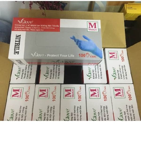 VGlove Disposable Powder Free Nitrile Exam Gloves, Medium, Large, Xlarge 100/Box
