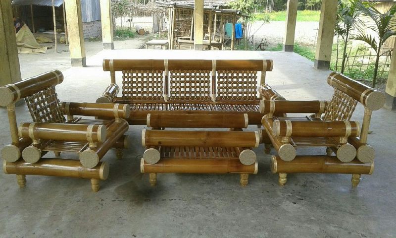 Deep Enterprise Rectangular Polished Bamboo Sofa Set, for Seating Purpose, Feature : Attractive Designs