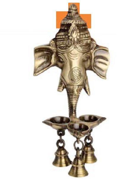 Brass Wall Hanging 3 Lamps Ganesha, for Front Door Decor, Style : Antique