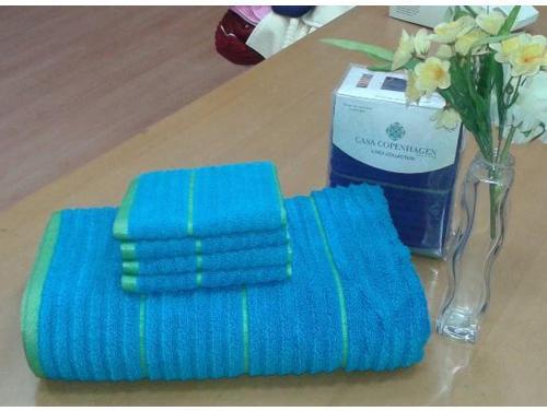 Plain Cotton Blue Hotel Towel, Length : 170 cm