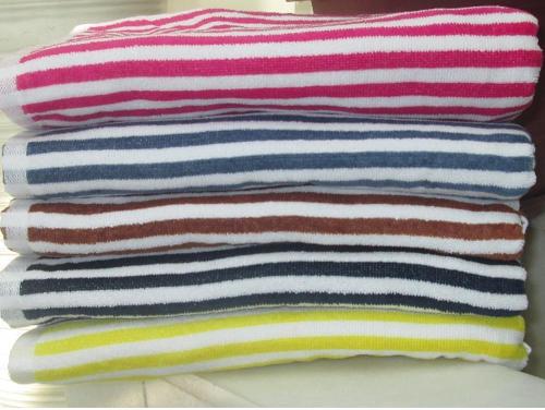 Rectangular Cotton Striped Dobby Towel, Size : 70X140 CM