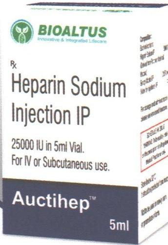 Auctihep Heparin Sodium Injection, Packaging Type : Glass Bottles