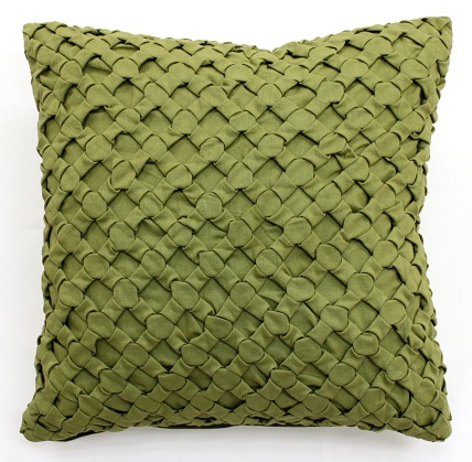 Square Linen Smocked Pillows, for Home, Hotel Etc, Color : Green