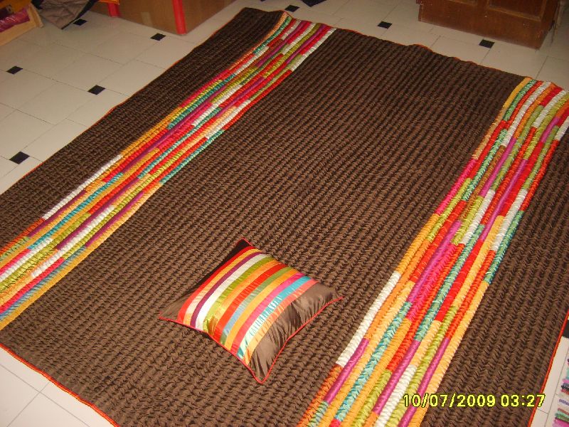Polyester Multi Stripe Patchwork Bed Cover