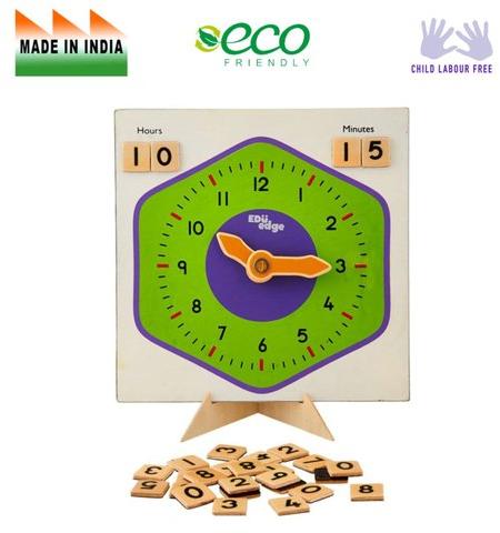 Edu Edge Wooden Clock Toy, for Play School, Packaging Type : Box