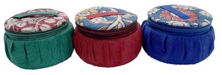 GUNATIT Fabric Round Jewellery Box, for Storing Bangle