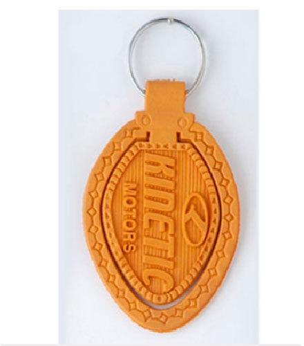 Oval PU Leather Key Chain, Color : Teak wood Brown