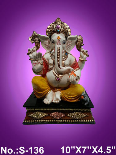 Shriji Fiber Multicolor Ganesh Statue, Design Type : Modern Art