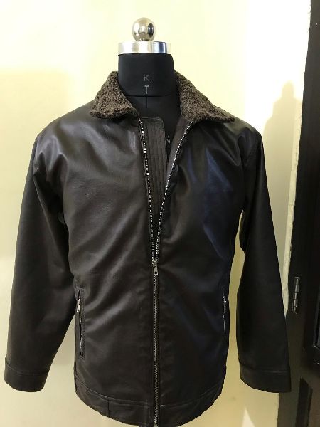 Full Sleeve Mens Leather Jackets, Pattern : Plain, Occasion : Casual ...