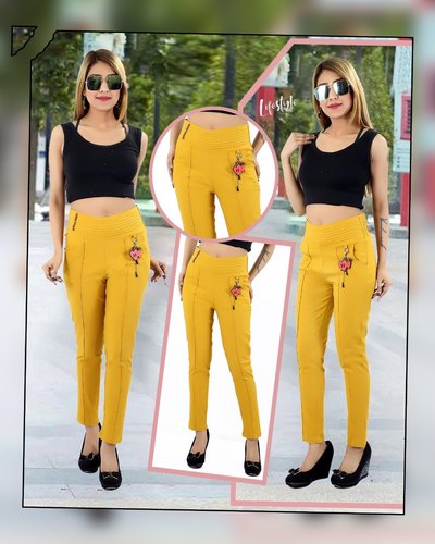 Womens Black Polyester Trousers