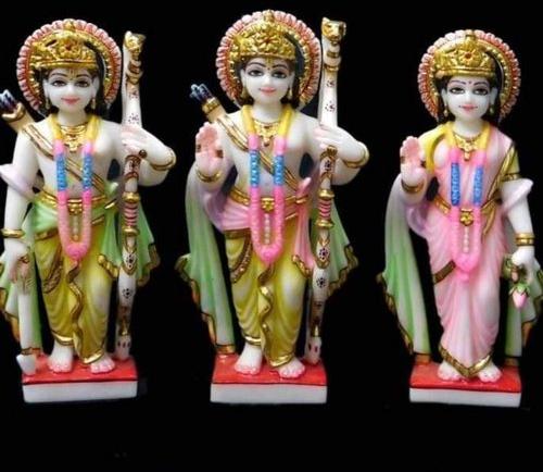 Marble Ram Sita Laxman Statue, for Worship, Temple, Home, Gifting, Packaging Type : Carton Box