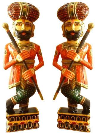 LL Wooden Rajasthani Dwarpal Figurine, Feature : Handcrafted